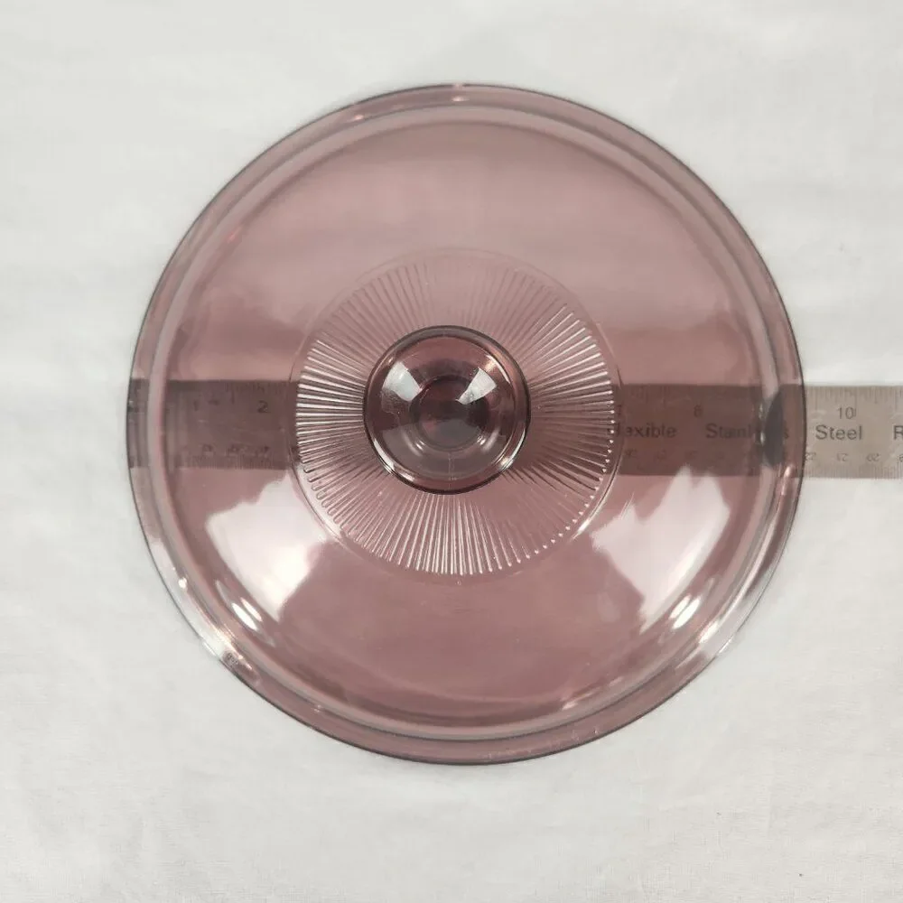 VTG Pyrex Cranberry Visions V33C glass round replacement lid 9-1/4